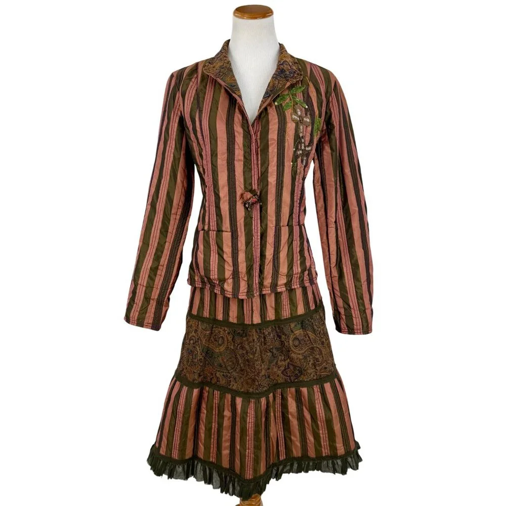 NWT Vtg 90s Blazer Tiered Skirt Set | Whimsigoth Steampunk Boho Grunge Fairycore - Picture 10 of 16
